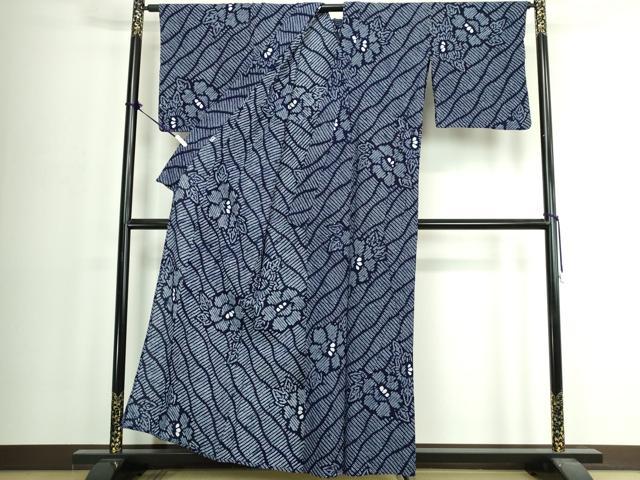 平和屋着物∴夏物 浴衣 有松鳴海絞り 草花文 綿 逸品 DABJ4019cd