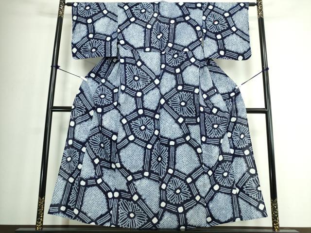 平和屋着物∴夏物 浴衣 有松鳴海絞り 幾何学花文 綿 逸品 DABJ4035cd