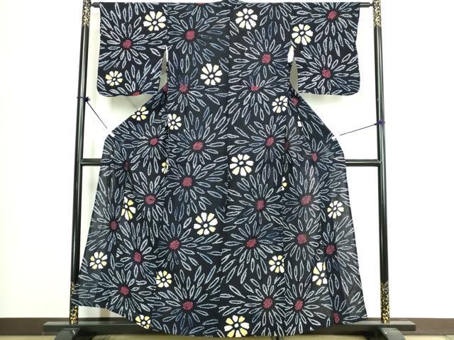平和屋着物∴夏物 浴衣 有松鳴海絞り 舞花文 綿 逸品 DABJ4036cd