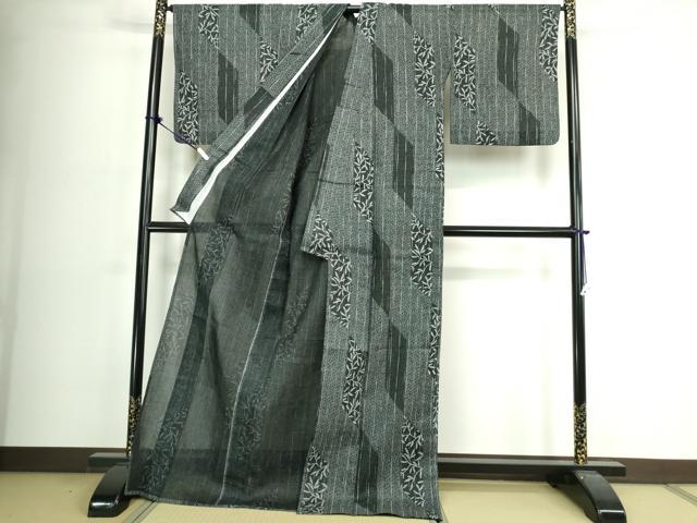 平和屋着物∴夏物 綿紅梅 浴衣 亀甲文 黒地 ロング丈 綿 逸品 DABJ4040cd