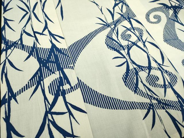 平和屋着物∴夏物 浴衣 注染 流水草文 綿 逸品 DABJ4048cd