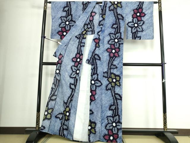 平和屋着物∴夏物 浴衣 有松鳴海絞り 枝花文 綿 逸品 未使用 DABJ4050cd