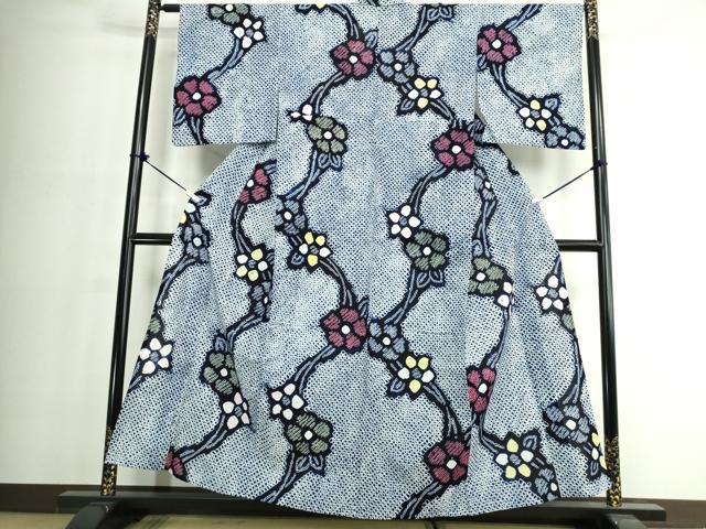 平和屋着物∴夏物 浴衣 有松鳴海絞り 草花文 綿 逸品 未使用 DABJ4051cd