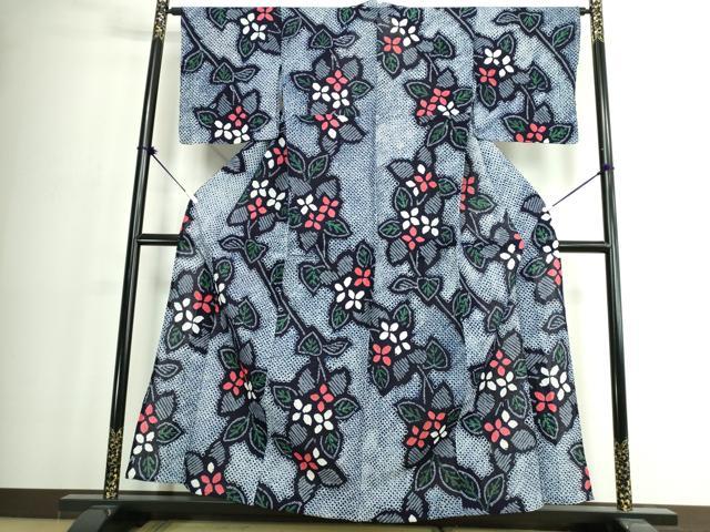 平和屋着物∴夏物 浴衣 有松鳴海絞り 枝花文 綿 逸品 DABJ4052cd