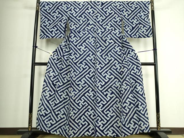 平和屋着物∴夏物 浴衣 有松鳴海絞り 紗綾形文 綿 逸品 DABJ4053cd