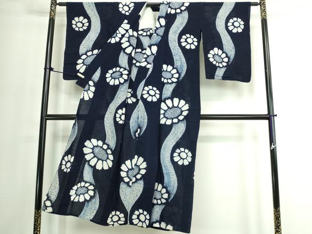 平和屋着物∴夏物 浴衣 有松鳴海絞り 流水花文 綿 逸品 DABJ4057cd