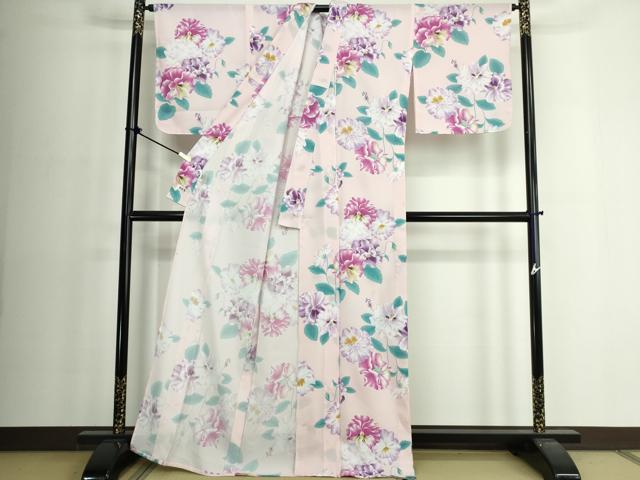 平和屋着物∴夏物 撫松庵 小紋・浴衣兼用 セオアルファ 枝花文 洗える着物 未使用 DABJ4065cd