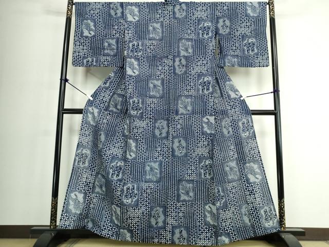 平和屋着物∴夏物 浴衣 綿絽 人物文 鳥 綿 逸品 DABJ4075cd
