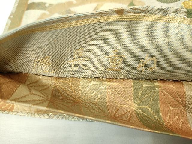 平和屋着物◎両面 全通柄袋帯 唐織 桜華蝶文 慶長重ね 金糸 引箔 正絹 逸品 DABJ4098cd
