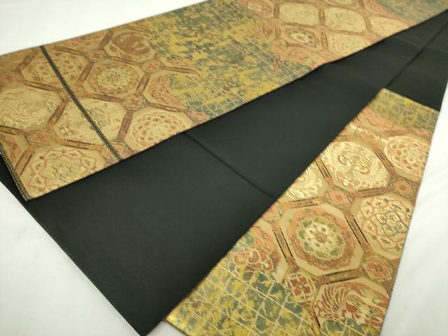 平和屋着物◎西陣 服部織物謹製 六通柄袋帯 蜀江向かい鳥花文 こはく錦 二重箔織 手工芸 金糸 正絹 逸品 DABJ4128cd
