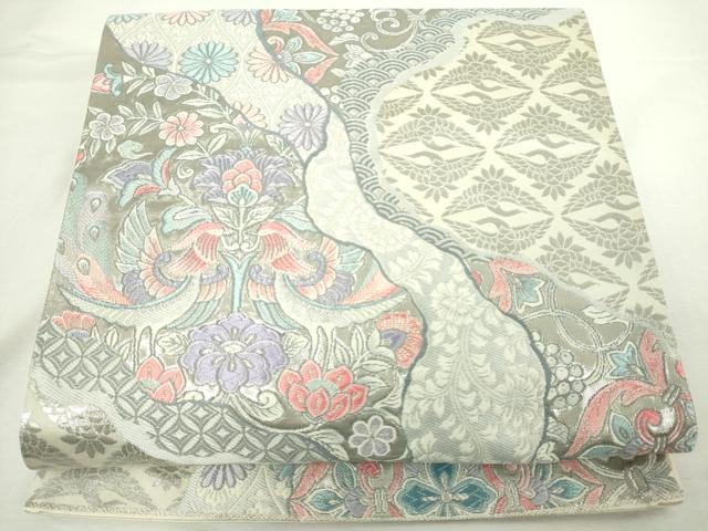平和屋着物◎六通柄袋帯 唐織 道長更紗文 九百錦プラチナ箔 正絹 逸品 DABJ4131cd