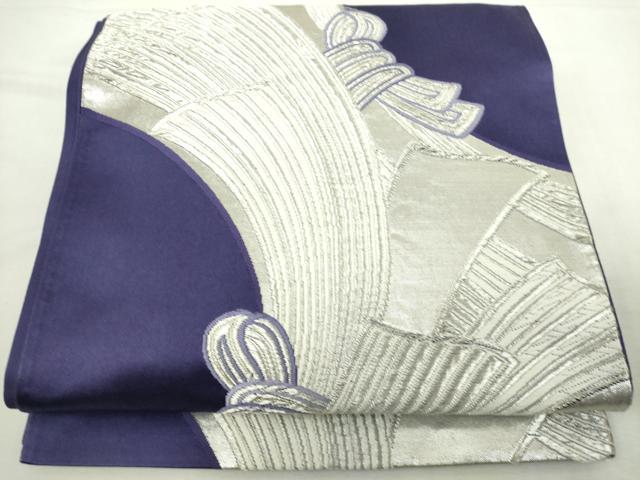 平和屋着物◎六通柄袋帯 唐織 束ね熨斗文 銀糸 正絹 逸品 DABJ4133cd