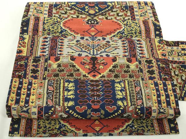 平和屋着物◎全通柄九寸名古屋帯 抽象文 正絹 逸品 DABJ4138cd