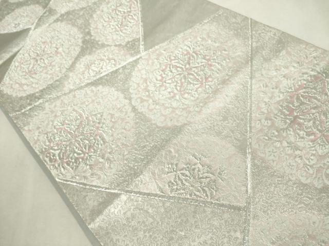 平和屋着物◎六通柄袋帯 唐織 切り花文 銀糸 正絹 逸品 DABJ4185cd