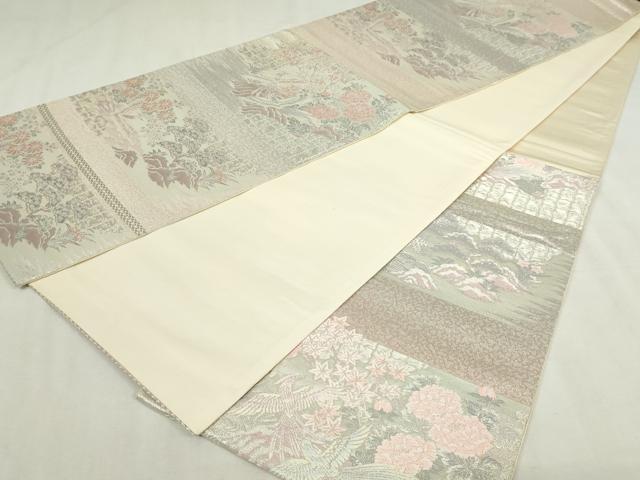 平和屋着物◎六通柄袋帯 唐織 鳳凰花文 銀糸 正絹 逸品 DABJ4186cd