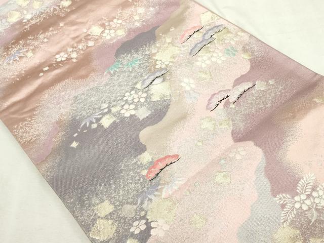 平和屋着物◎六通柄袋帯 唐織 道長花松文 松竹梅 金銀糸 正絹 逸品 DABJ4194cd