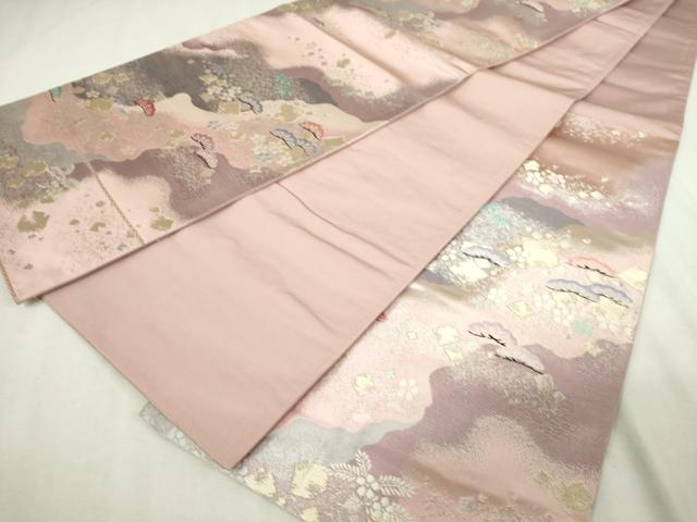 平和屋着物◎六通柄袋帯 唐織 道長花松文 松竹梅 金銀糸 正絹 逸品 DABJ4194cd