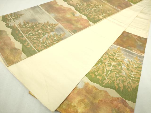 平和屋着物◎西陣 六通柄袋帯 風景文 ふるさと 金銀糸 引箔 正絹 逸品 DABJ4202cd
