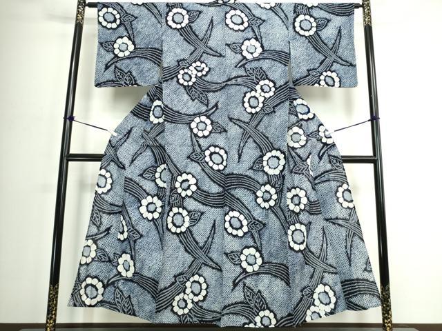 平和屋着物∴夏物 浴衣 有松鳴海絞り 枝花文 綿 逸品 DABJ4217cd