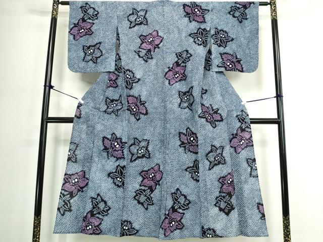 平和屋着物∴夏物 浴衣 有松鳴海絞り 草花文 蘭 綿 逸品 DABJ4228cd