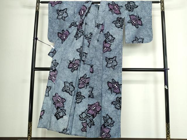 平和屋着物∴夏物 浴衣 有松鳴海絞り 草花文 蘭 綿 逸品 DABJ4228cd