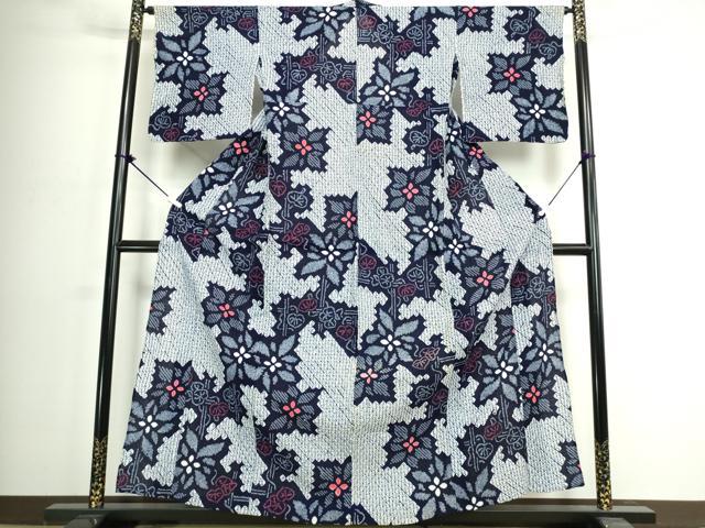 平和屋着物∴夏物 浴衣 有松鳴海絞り 草花文 綿 逸品 DABJ4231cd