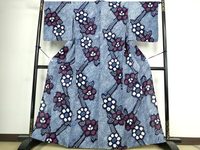 平和屋着物∴夏物 浴衣 有松鳴海絞り 枝花文 綿 逸品 DABJ4233cd