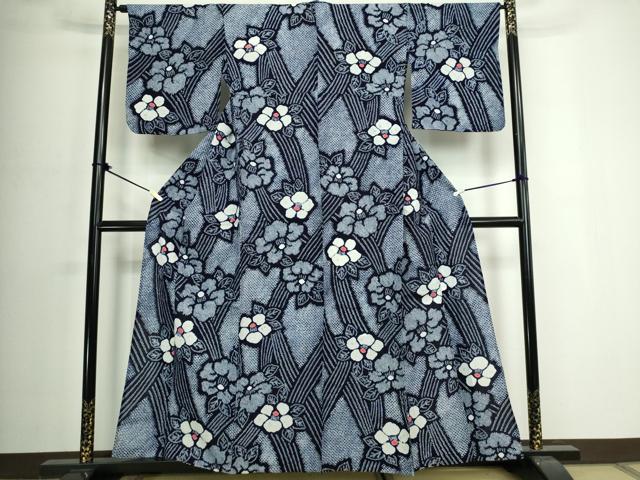 平和屋着物∴夏物 浴衣 有松鳴海絞り 枝花文 綿 逸品 DABJ4249cd