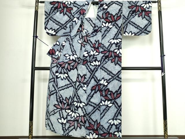 平和屋着物∴夏物 浴衣 有松鳴海絞り 笹竹文 綿 逸品 DABJ4256cd