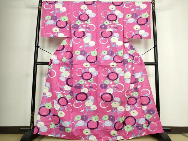 平和屋着物∴夏物 浴衣 光琳菊 金糸 綿 逸品 未使用 DABJ4257cd