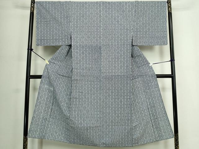 平和屋着物∴夏物 男性 浴衣 注染 手縫い 幾何学文 綿 逸品 未使用 DABJ4269cd