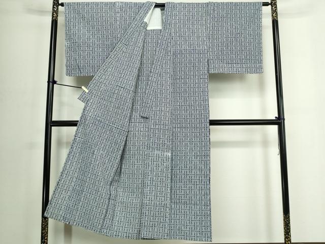 平和屋着物∴夏物 男性 浴衣 注染 手縫い 幾何学文 綿 逸品 未使用 DABJ4269cd
