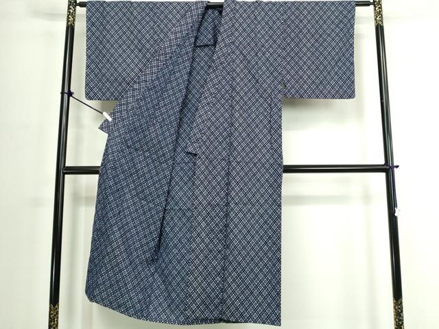 平和屋着物∴夏物 男性 浴衣 注染 手縫い 菱文 綿 逸品 DABJ4273cd