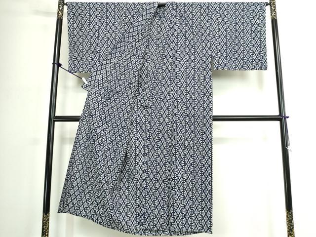 平和屋着物∴夏物 男性 浴衣 注染 手縫い 幾何学文 綿 逸品 DABJ4278cd