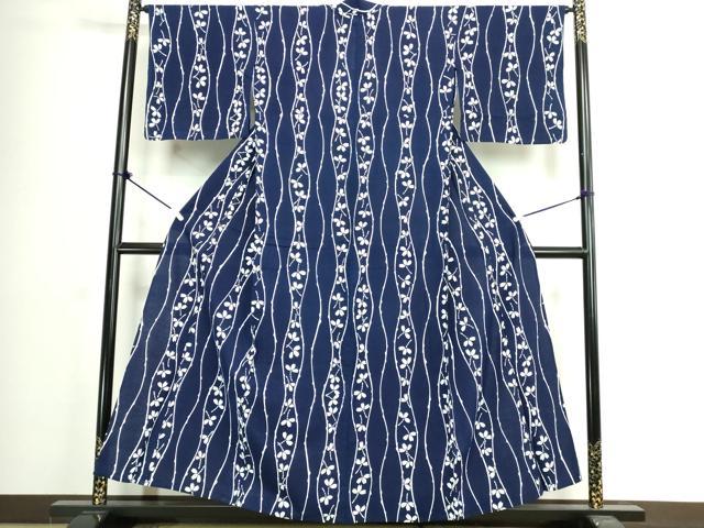 平和屋着物∴夏物 浴衣 注染 手縫い 立涌花文 綿 逸品 DABJ4287cd