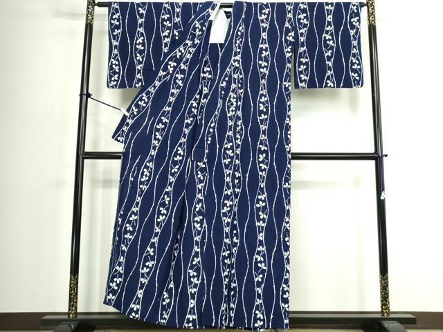 平和屋着物∴夏物 浴衣 注染 手縫い 立涌花文 綿 逸品 DABJ4287cd