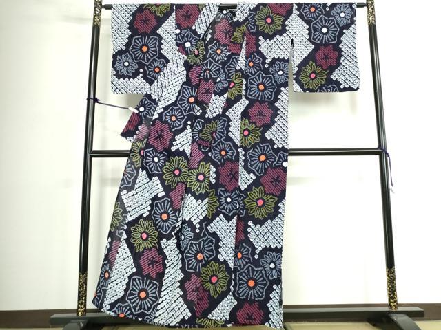 平和屋着物∴夏物 浴衣 花繋ぎ 綿 逸品 DABJ4290cd
