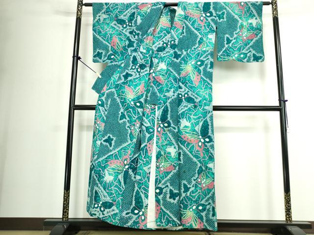 平和屋着物∴夏物 浴衣 有松鳴海絞り 舞蝶文 綿 逸品 DABJ4293cd