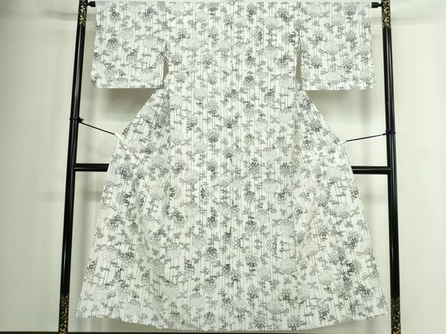 平和屋着物∴夏物 浴衣 注染 手縫い 雪輪花文 笹竹 綿 逸品 DABJ4309cd