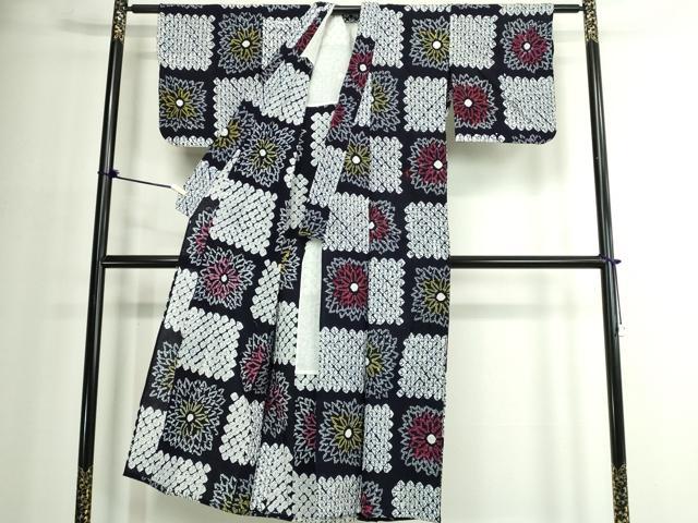 平和屋着物∴夏物 浴衣 有松鳴海絞り 舞花文 綿 逸品 DABJ4315cd