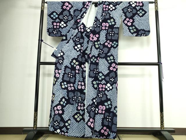 平和屋着物∴夏物 浴衣 有松鳴海絞り 花繋ぎ 綿 逸品 DABJ4328cd