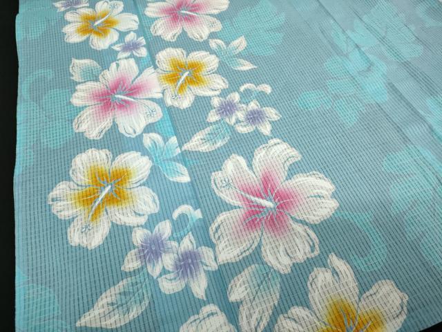 平和屋着物∴夏物 浴衣 花間道 ハイビスカス 綿 逸品 DABJ4333cd