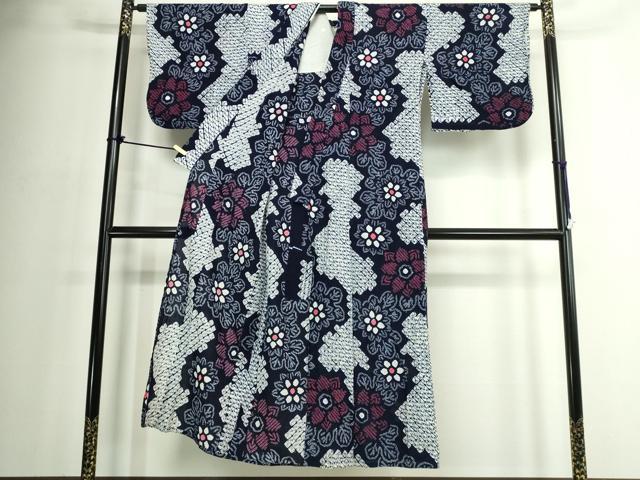 平和屋着物∴夏物 浴衣 有松鳴海絞り 花繋ぎ 綿 逸品 DABJ4344cd
