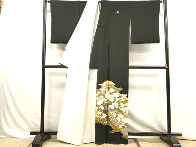 平和屋着物■豪華黒留袖 孔雀花松文 金彩 正絹 逸品 DABJ4360cd
