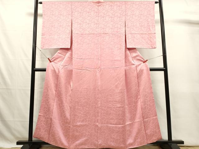 平和屋着物■上質な色無地 舞蝶地紋 紅梅色 正絹 逸品 DABJ4364cd