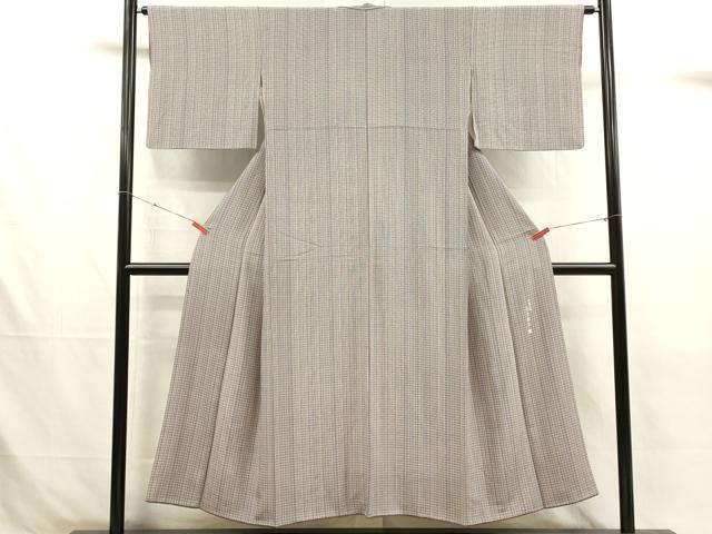 平和屋着物■伝統工芸士 染谷梅治 小紋 格子 正絹 逸品 DABJ4369cd