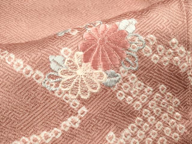 平和屋着物■訪問着 絞り 刺繍 流水花丸文 正絹 逸品 DABJ4386cd