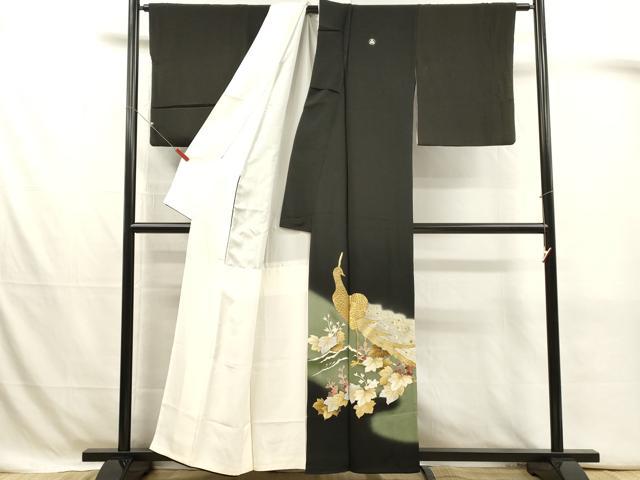 平和屋着物■豪華黒留袖 孔雀文 暈し染め 金銀彩 正絹 逸品 DABJ4388cd