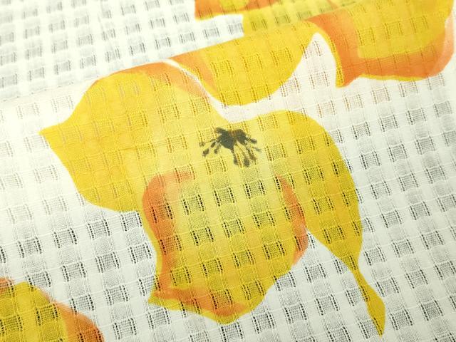 平和屋着物∴夏物 小紋・浴衣兼用 舞花文 綿麻 逸品 DABJ4415cd
