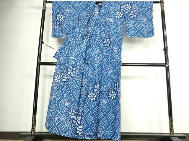 平和屋着物∴夏物 浴衣 有松鳴海絞り 菱花文 綿 逸品 DABJ4421cd